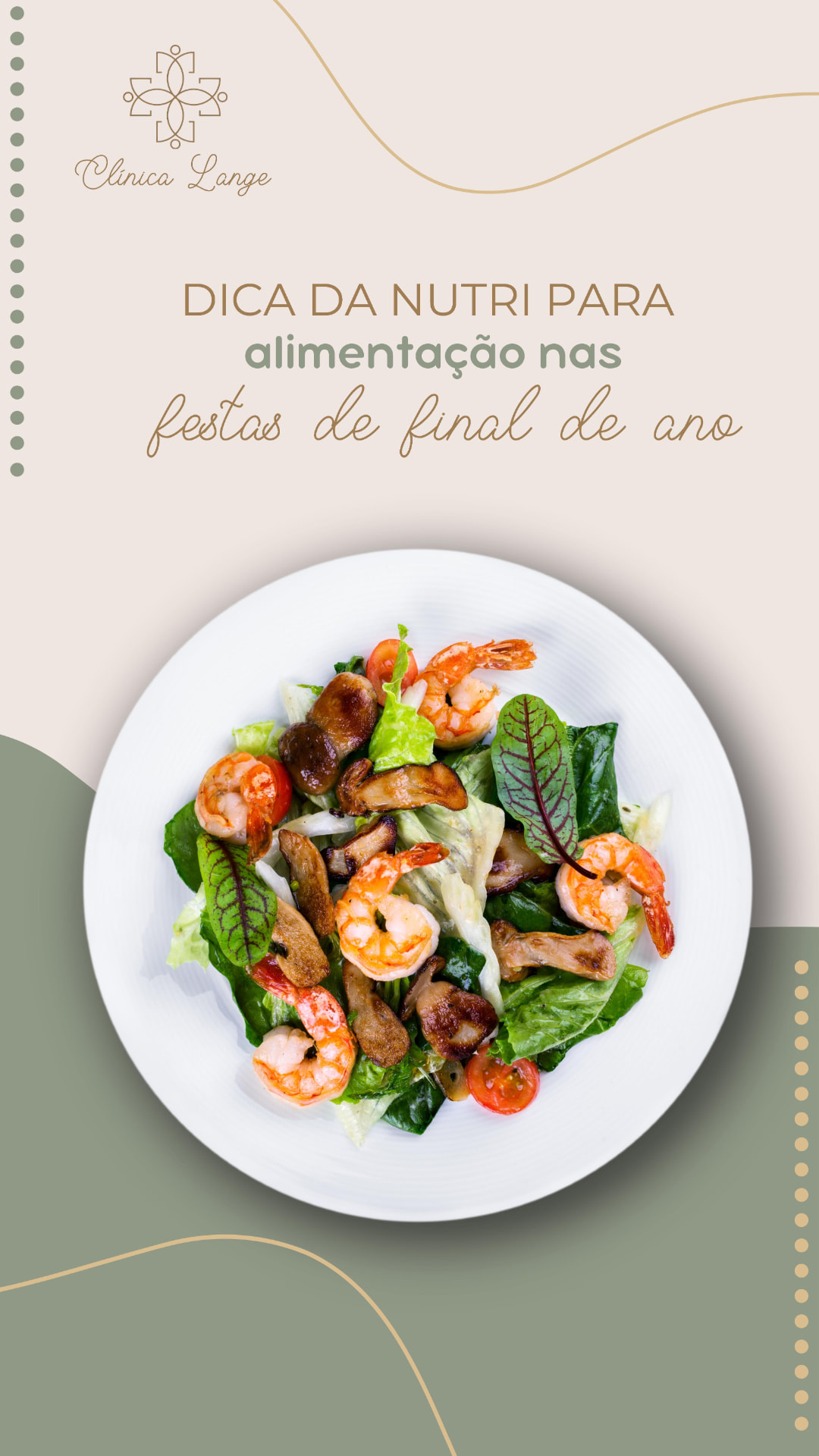 Publicação do Instagram: dica de nutrição para a alimentação nas festas de fim de ano