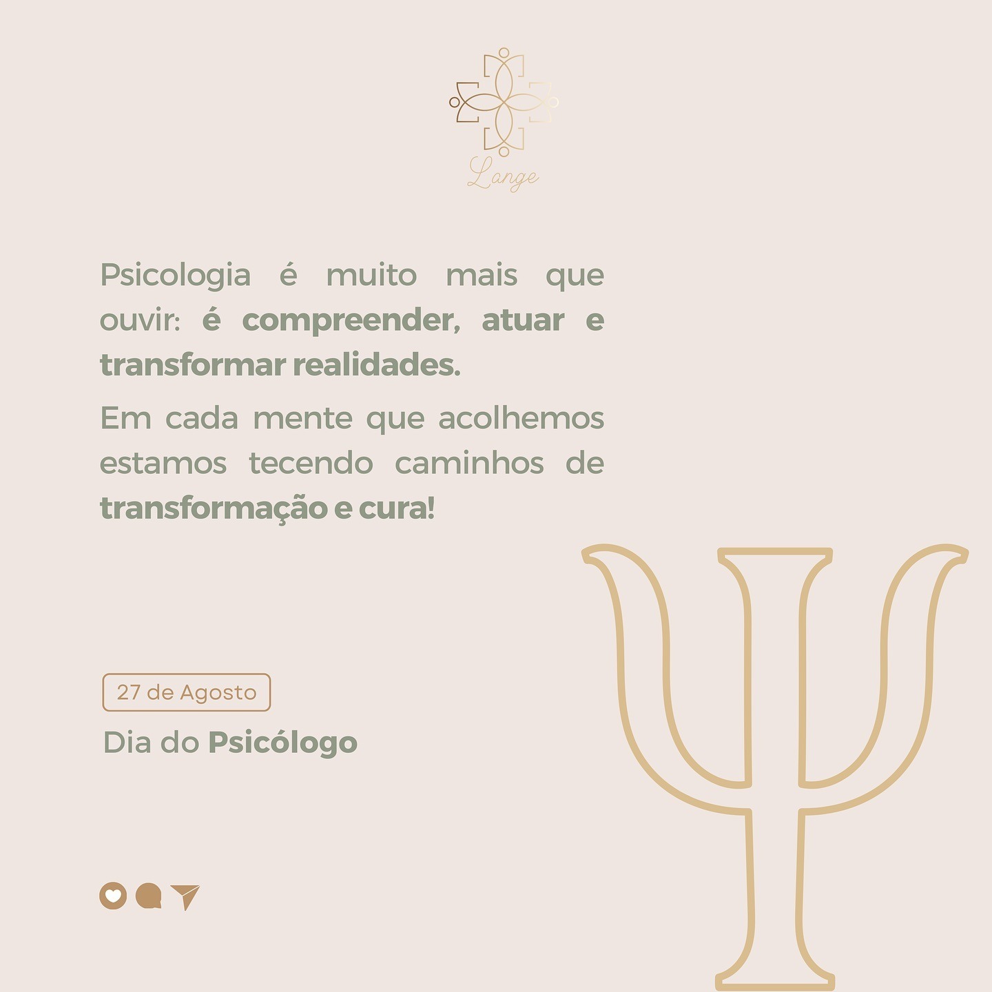 Publicação do Instagram: mensagem em homenagem ao Dia do Psicólogo